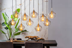 Hanglamp 10L 124x35x60 cm RAKEL antiek brons+smoke