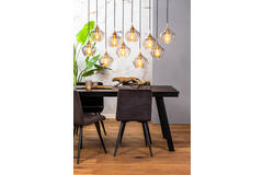 Hanglamp 10L 124x35x60 cm RAKEL antiek brons+smoke