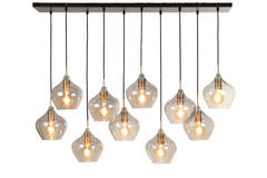 Hanglamp 10L 124x35x60 cm RAKEL antiek brons+smoke