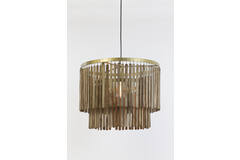 Hanglamp Ø60x43 cm GULARO hout bruin+brons