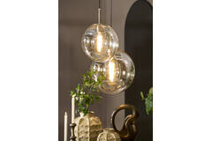 Hanglamp Ø30 cm MEDINA antiek brons+glas amber
