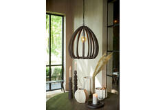 Hanglamp Ø50x54 cm BARSIA hout donker bruin