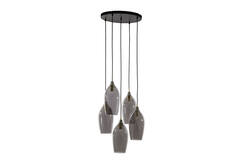 Hanging lamp 5L Ø45x36 cm LUKARO antique bronze+glass smoked