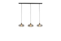 Hanging lamp 3L 120x30x21 cm SOLNA antiq bronze+smoked glass