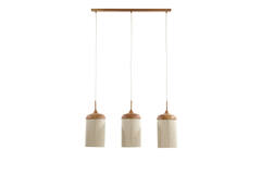 Hanglamp 3L 90x22x32 cm DANIA hout print naturel+touw crème