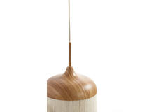 Hanglamp 3L 90x22x32 cm DANIA hout print naturel+touw crème