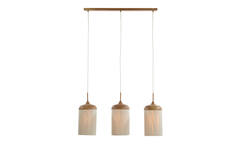 Hanglamp 3L 90x22x32 cm DANIA hout print naturel+touw crème