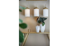 Hanglamp 3L 90x22x32 cm DANIA hout print naturel+touw crème
