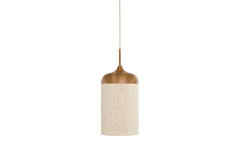 Hanging lamp Ø16x31 cm DANIA wood print natural+rope cream