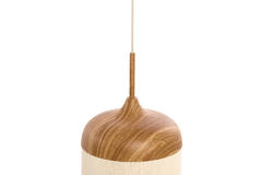 Hanging lamp Ø16x31 cm DANIA wood print natural+rope cream