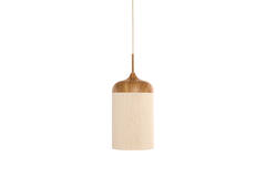 Hanging lamp Ø16x31 cm DANIA wood print natural+rope cream