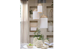 Hanging lamp Ø16x31 cm DANIA wood print natural+rope cream