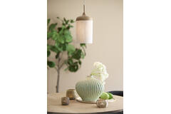 Hanging lamp Ø16x31 cm DANIA wood print natural+rope cream