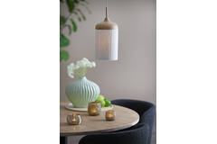 Hanging lamp Ø16x31 cm DANIA wood print natural+rope cream