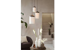 Hanging lamp Ø22x41,5 cm DANIA wood print d brown+rope cream