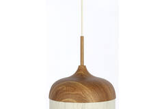 Hanglamp Ø27,5x52 cm DANIA hout print naturel+touw crème