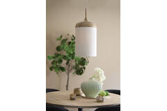 Hanglamp Ø27,5x52 cm DANIA hout print naturel+touw crème