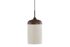 Hanglamp Ø27,5x52 cm DANIA hout print d bruin+touw crème
