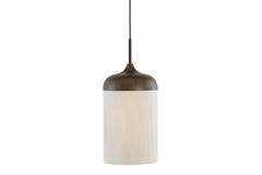 Hanglamp Ø27,5x52 cm DANIA hout print d bruin+touw crème