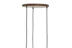 Hanglamp 3L Ø35x32 cm DANIALO hout print d bruin+touw crème