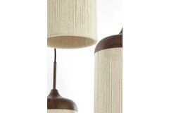 Hanglamp 3L Ø35x32 cm DANIALO hout print d bruin+touw crème
