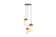 Hanglamp 3L Ø35x32 cm DANIALO hout print d bruin+touw crème
