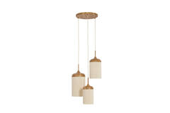 Hanglamp 3L Ø35x32 cm DANIALO hout print naturel+touw crème