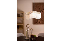Hanging lamp Ø40x26 cm TIFFANY raffia natural+cream