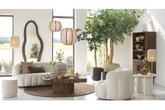 Hanging lamp Ø51x48 cm ESMIRIA natural+dark brown