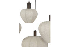 Hanging lamp 10L 144x49x97,5 cm HUXI wood prnt d brn+lin nat