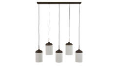 Hanging lamp 5L 117x10x27 cm DANIA wood prnt d brwn+rope crm