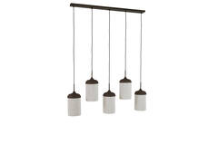 Hanging lamp 5L 117x10x27 cm DANIA wood prnt d brwn+rope crm