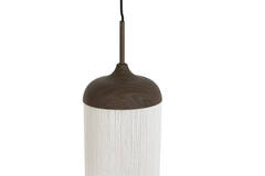 Hanging lamp 5L 117x10x27 cm DANIA wood prnt d brwn+rope crm