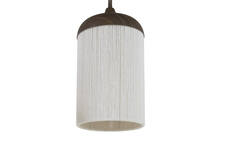 Hanging lamp 5L 117x10x27 cm DANIA wood prnt d brwn+rope crm