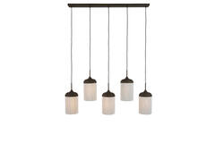 Hanging lamp 5L 117x10x27 cm DANIA wood prnt d brwn+rope crm