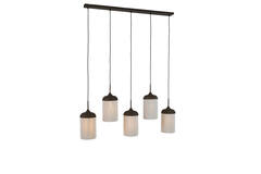 Hanging lamp 5L 117x10x27 cm DANIA wood prnt d brwn+rope crm