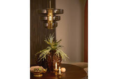 Hanging lamp Ø40x30 cm MEYARA glass brown+gold