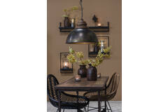 Hanging lamp Ø52x40 cm LEIA black zinc+top wood brown