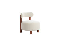Stoel Ø74x74 cm FERENTINO acacia hout naturel+bouclé crème
