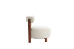 Stoel Ø74x74 cm FERENTINO acacia hout naturel+bouclé crème