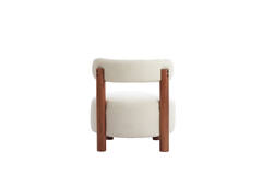 Stoel Ø74x74 cm FERENTINO acacia hout naturel+bouclé crème