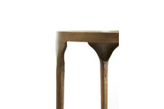 Bijzettafel S/2 Ø49,5x36+Ø85x45 cm LAPAZ antiek brons+taupe