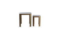 Bijzettafel S/2 30x30x40+45x45x50 cm OXE ant. br+smoke gl.