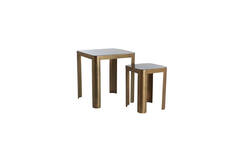 Bijzettafel S/2 30x30x40+45x45x50 cm OXE ant. br+smoke gl.