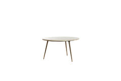 Bijzettafel Ø67x37 cm ZECA taupe marmer+antiek brons