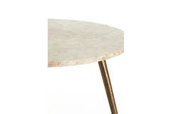 Bijzettafel Ø67x37 cm ZECA taupe marmer+antiek brons