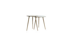 Bijzettafel S/2 Ø41x49+Ø48x53 cm ZECA taupe marmer+antiek br
