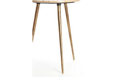 Bijzettafel S/2 Ø41x49+Ø48x53 cm ZECA taupe marmer+antiek br