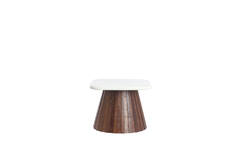 Bijzettafel 45x45x35 cm OKATO crème+hout bruin