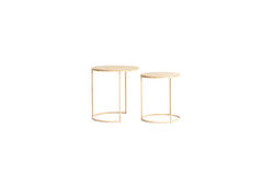 Side table S/2 Ø50x40+Ø52x46 cm SADAR sand+l brown spotted